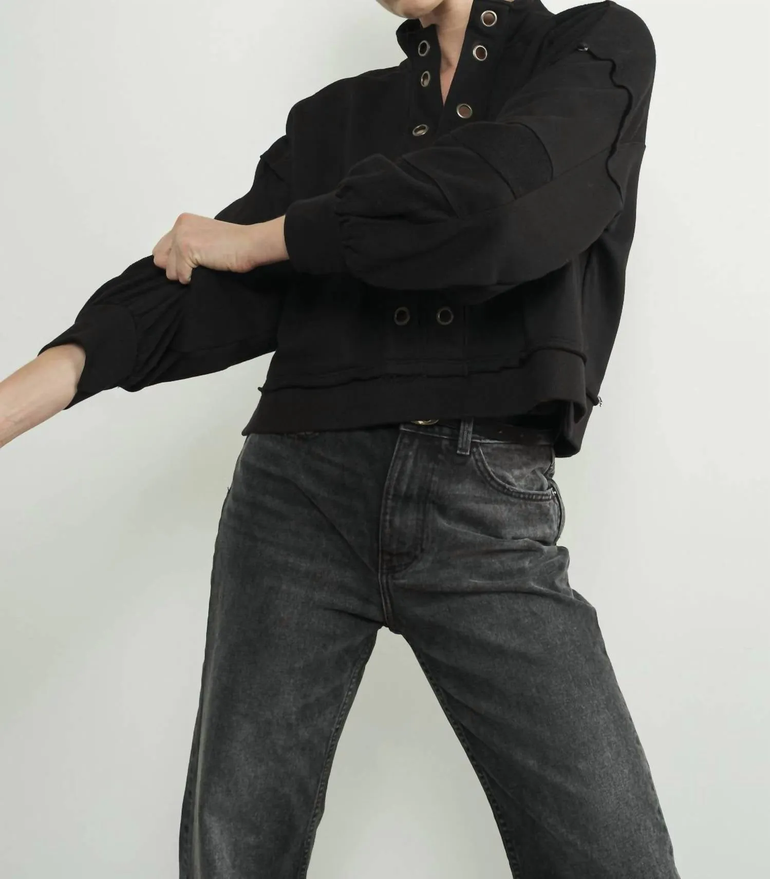 Aaron & Amber - Eyelet Placket Sweatshirt