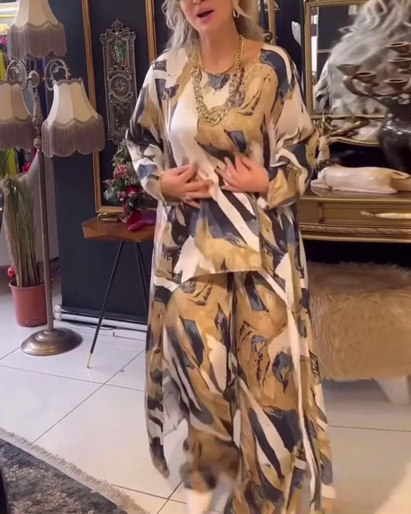 Abstract Elegance Printed Two-Piece Set