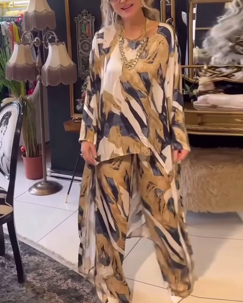 Abstract Elegance Printed Two-Piece Set