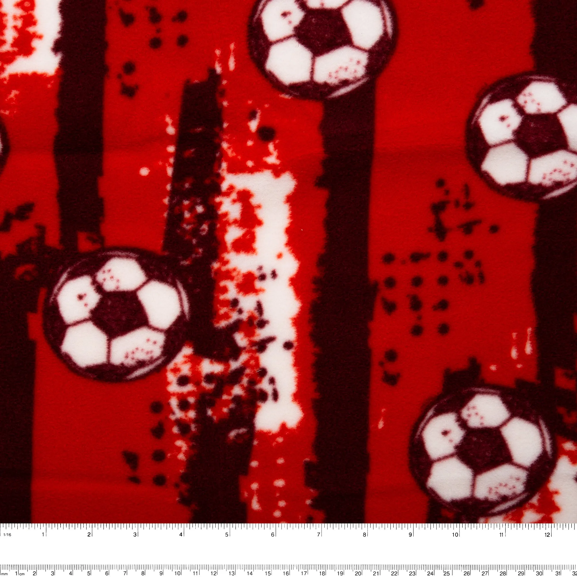 Anti Pill Fleece Print - SLIPPY - Soccer ball - Red