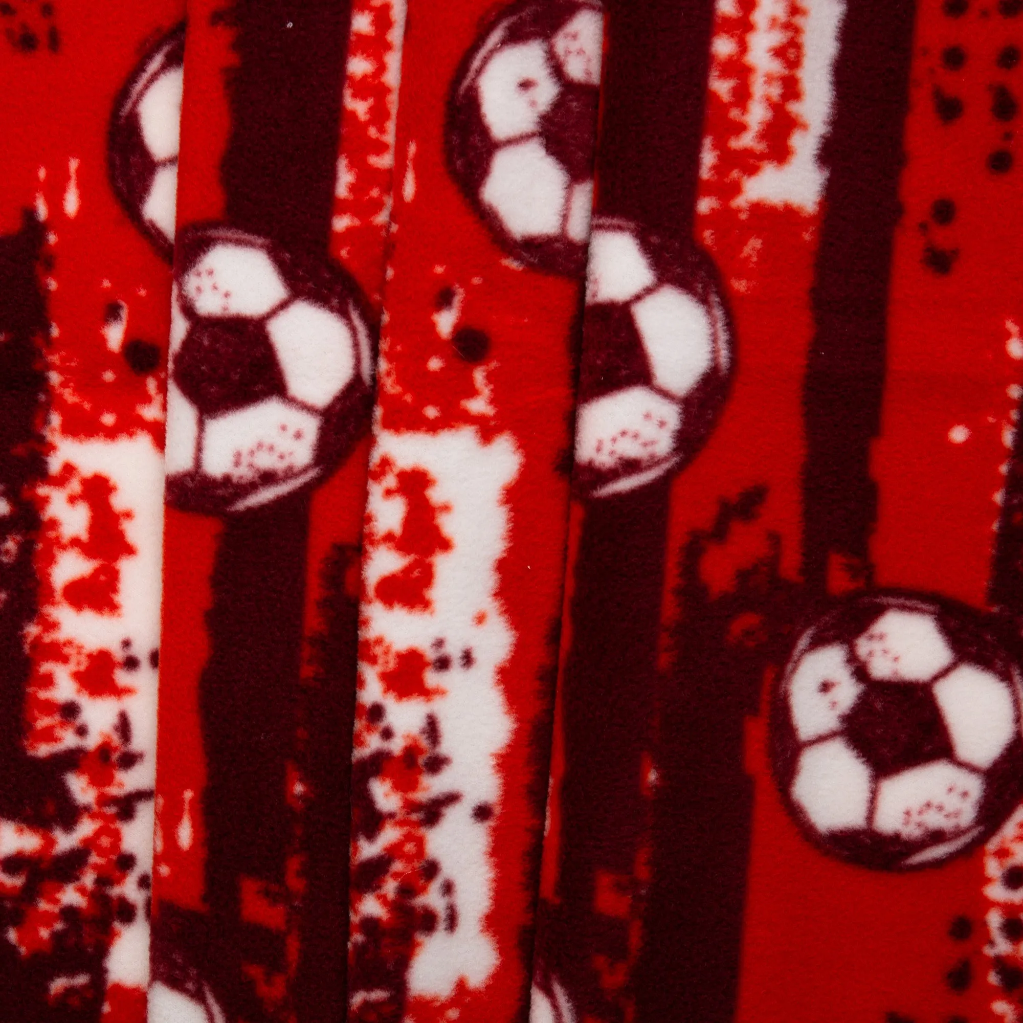 Anti Pill Fleece Print - SLIPPY - Soccer ball - Red