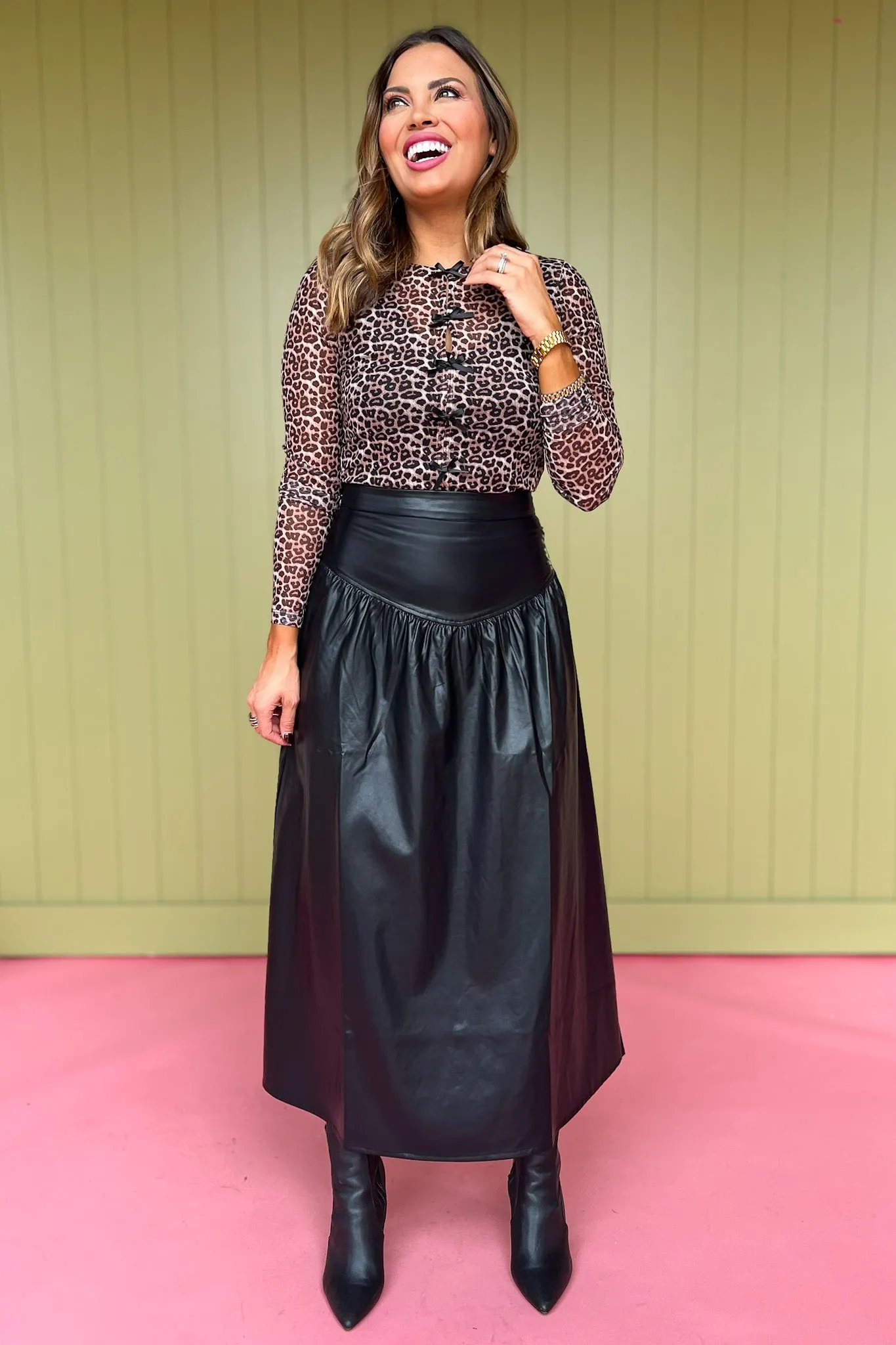 Black Faux Leather Midi Skirt *FINAL SALE*