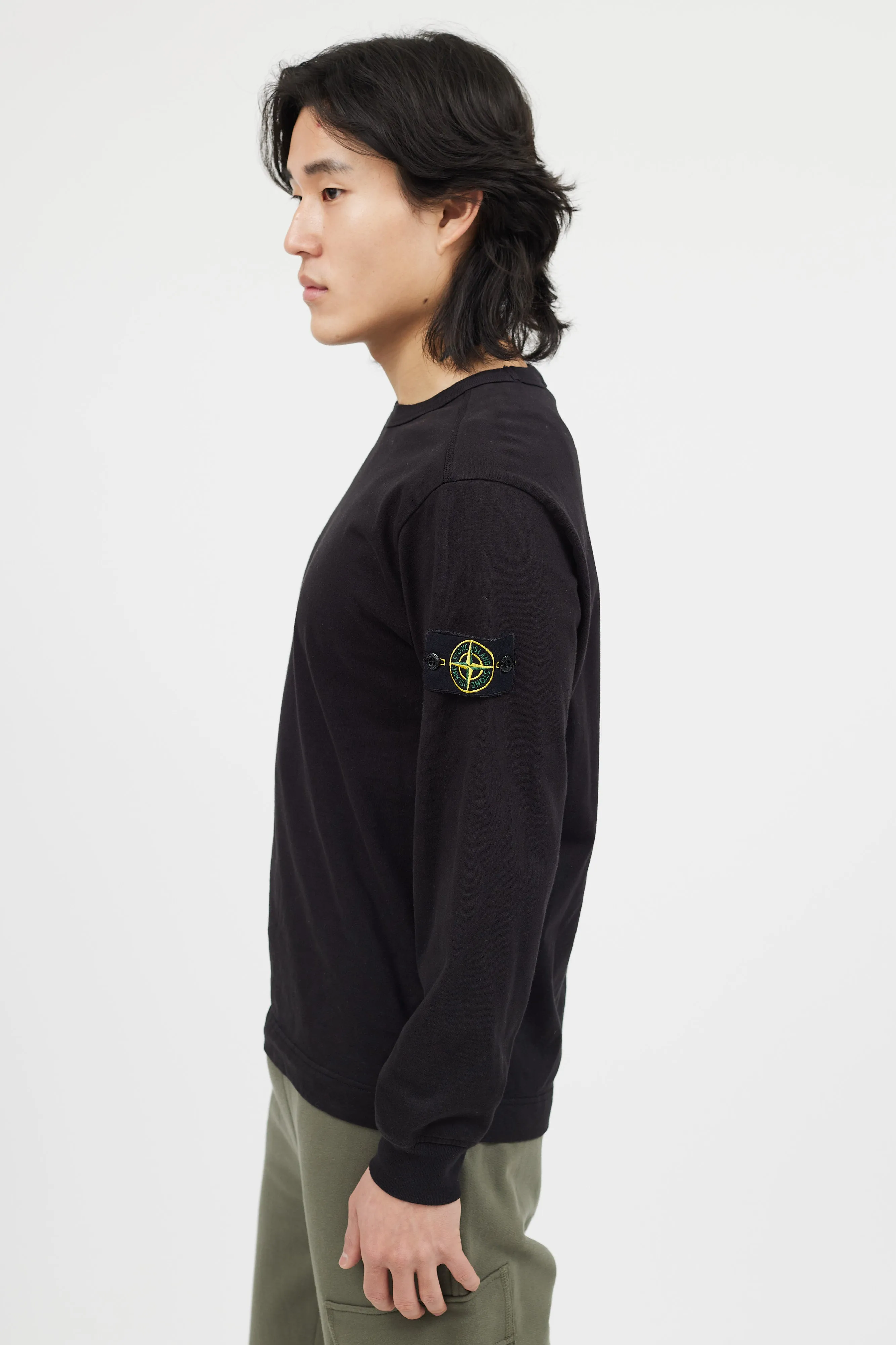 Black Long Sleeve Patch Sweater