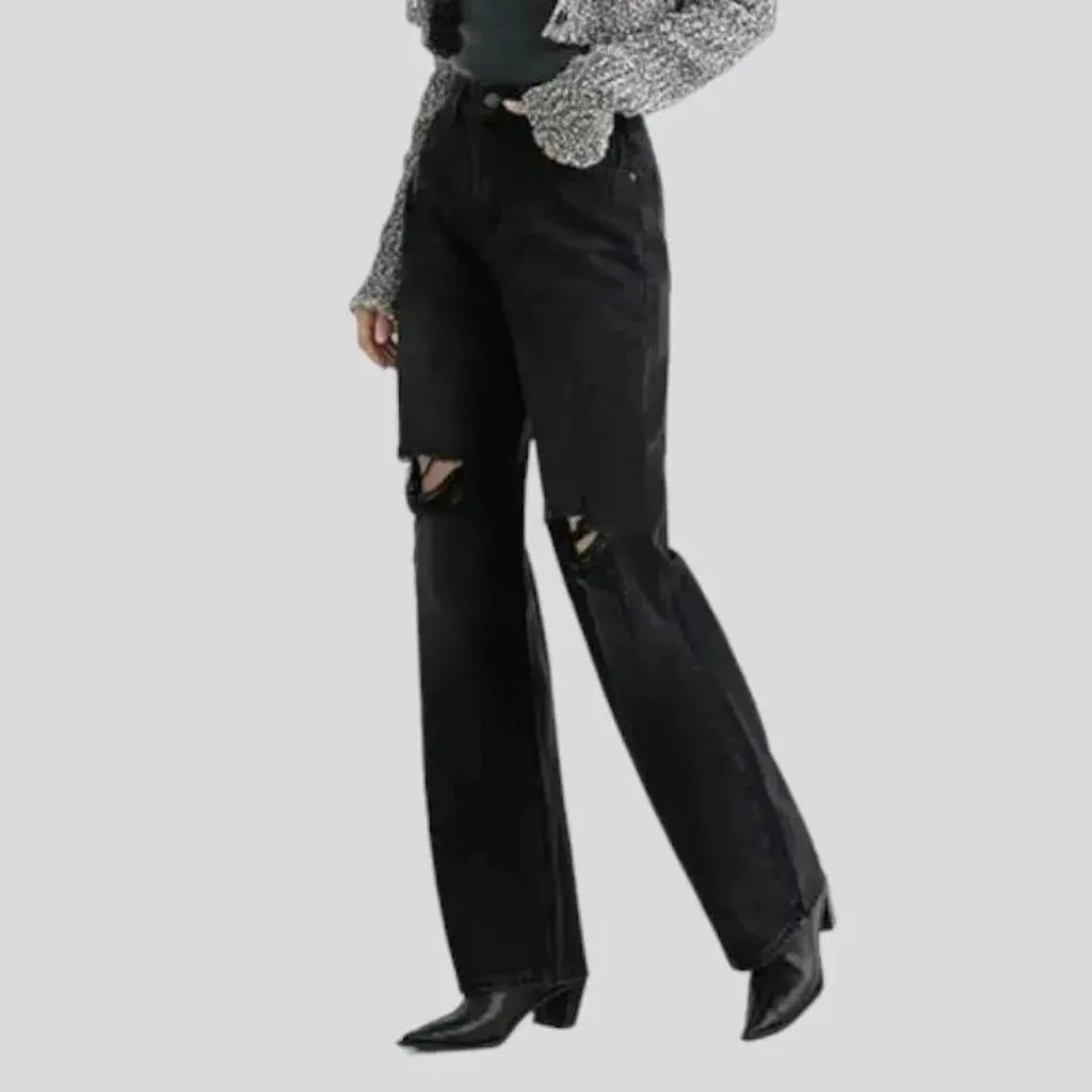 Black women's distressed jeans