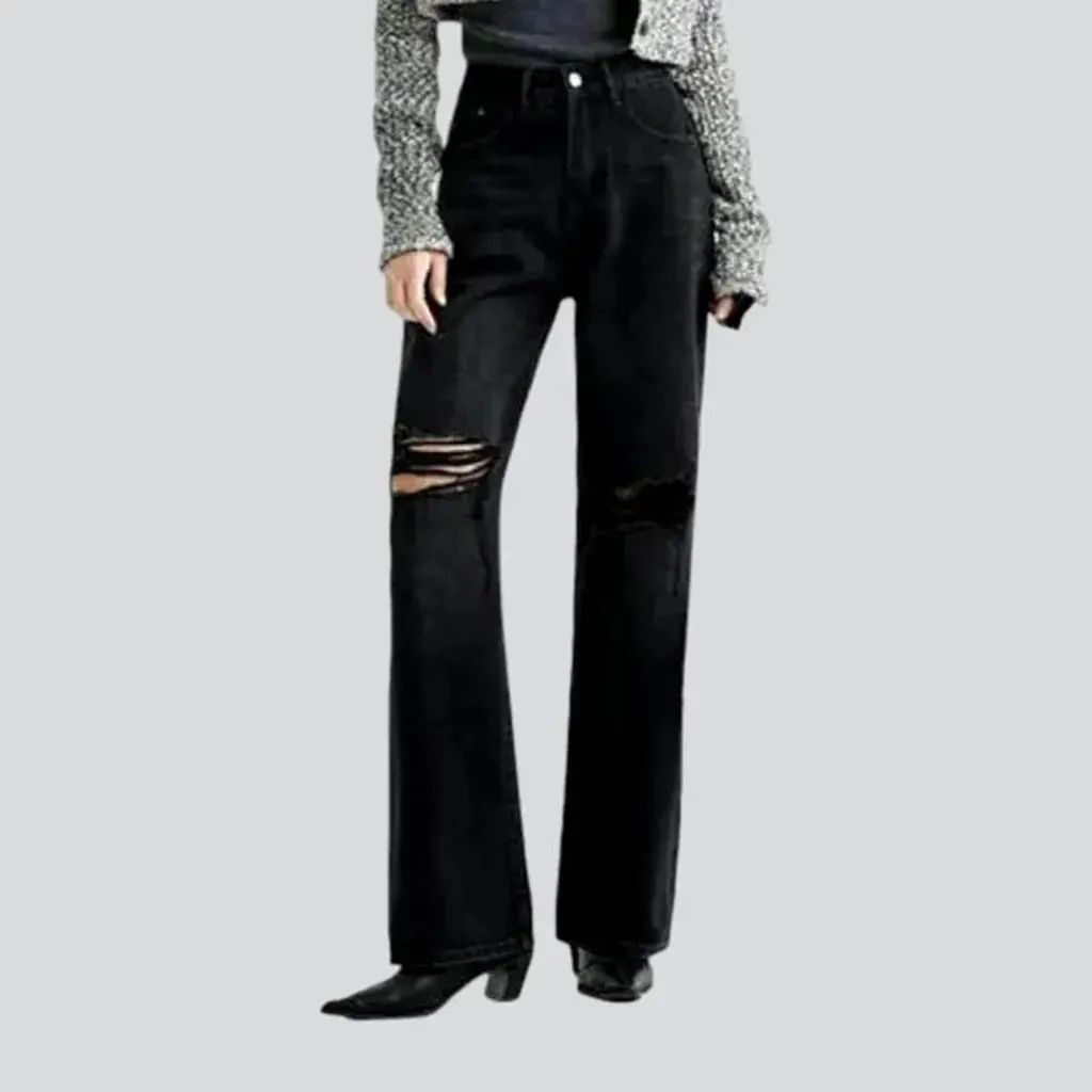 Black women's distressed jeans
