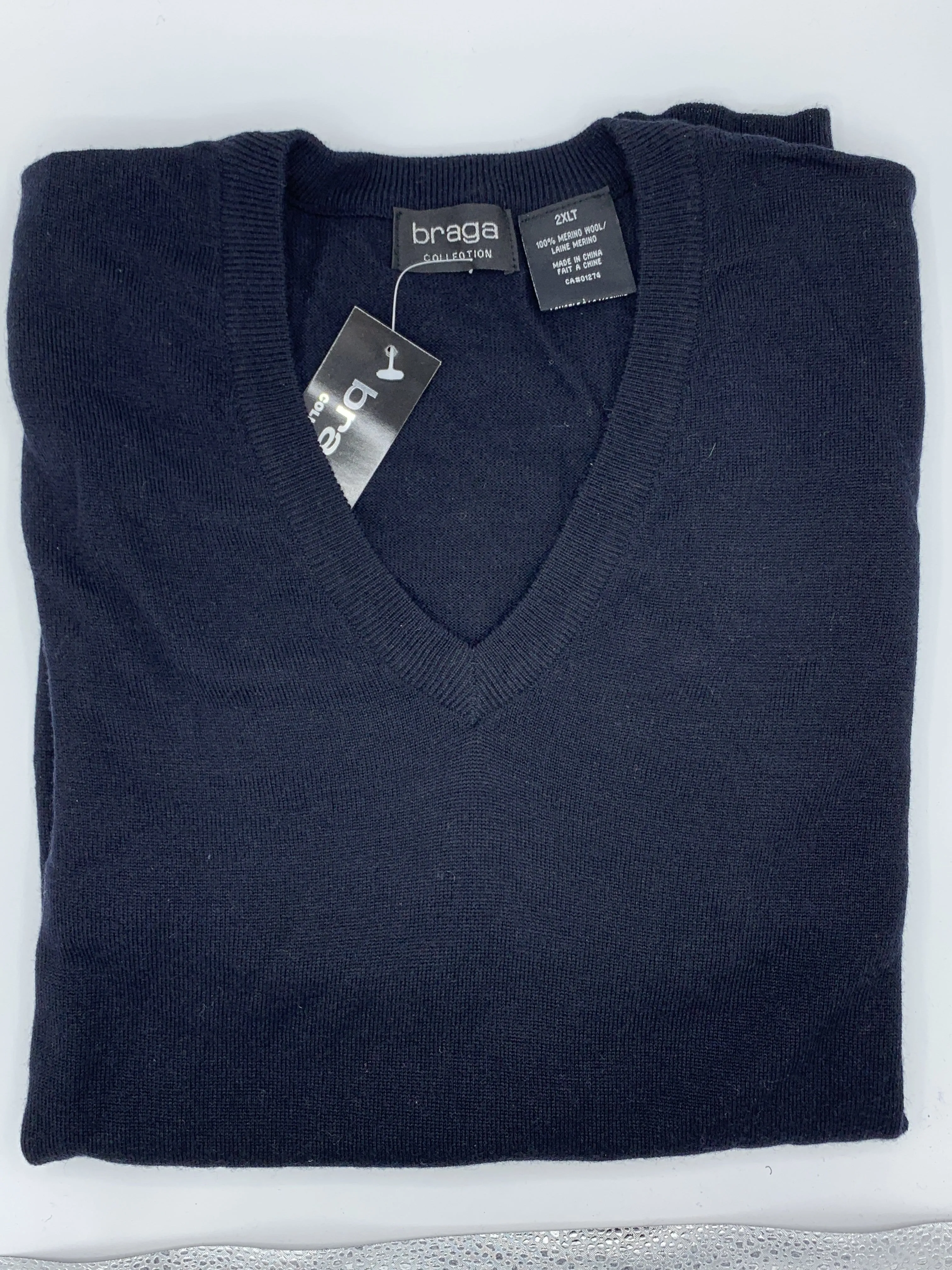 Braga V-Neck Black Big and Tall Sweater WXM201