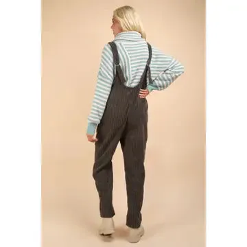 Charcoal Cozy Soft Corduroy Overalls