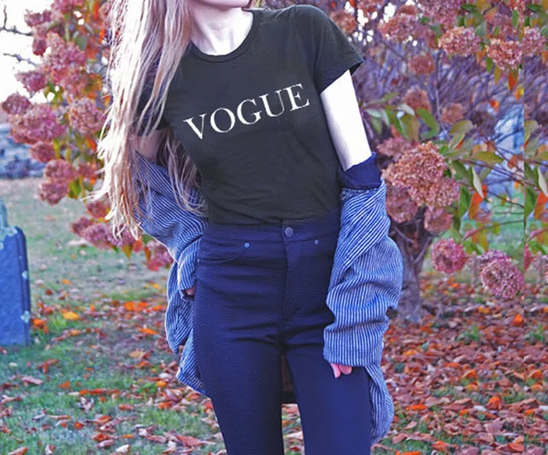 Chic Fashion VOGUE  T shirt Tee Tops Casual Woman T-shirts