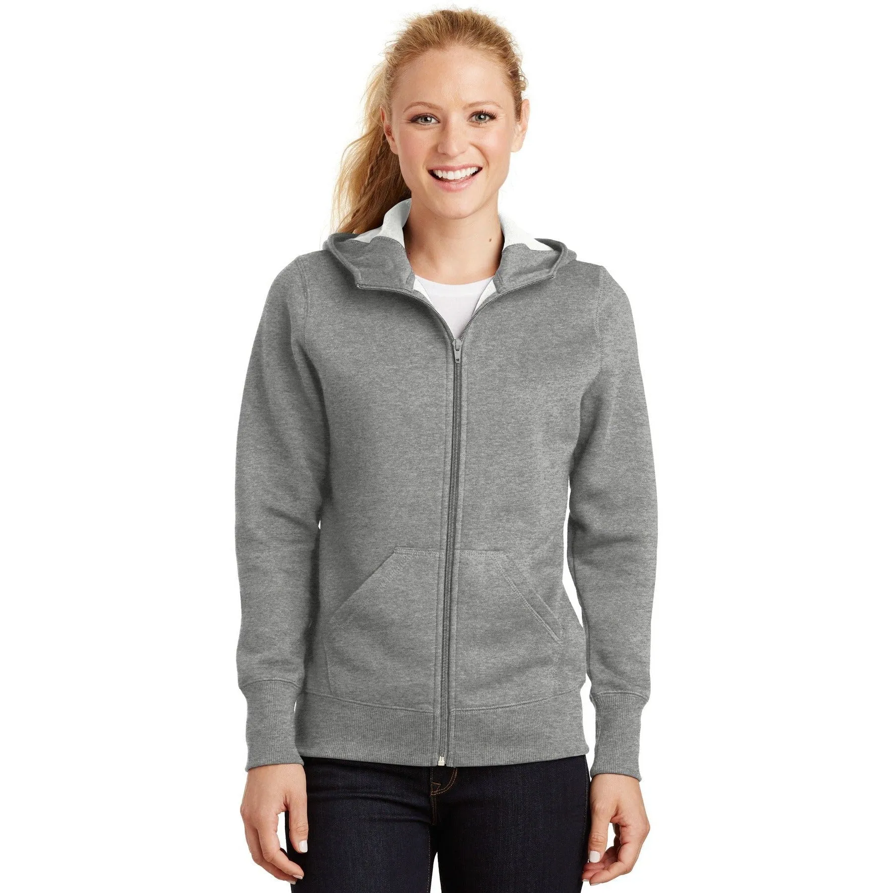 CLOSEOUT - Sport-Tek Ladies Full-Zip Hooded Fleece Jacket