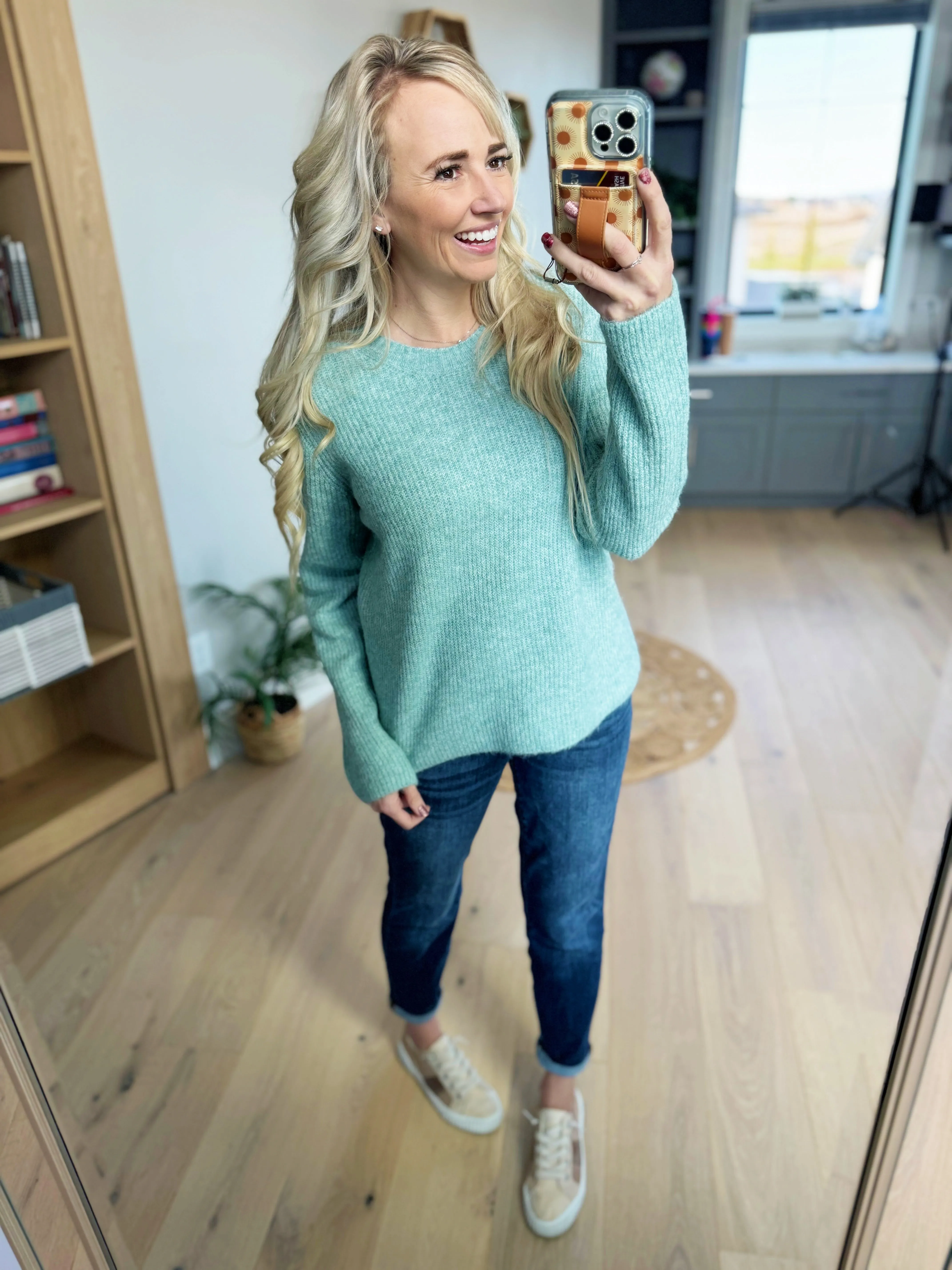 Closer Ribbed Crew Neck Sweater in Mint