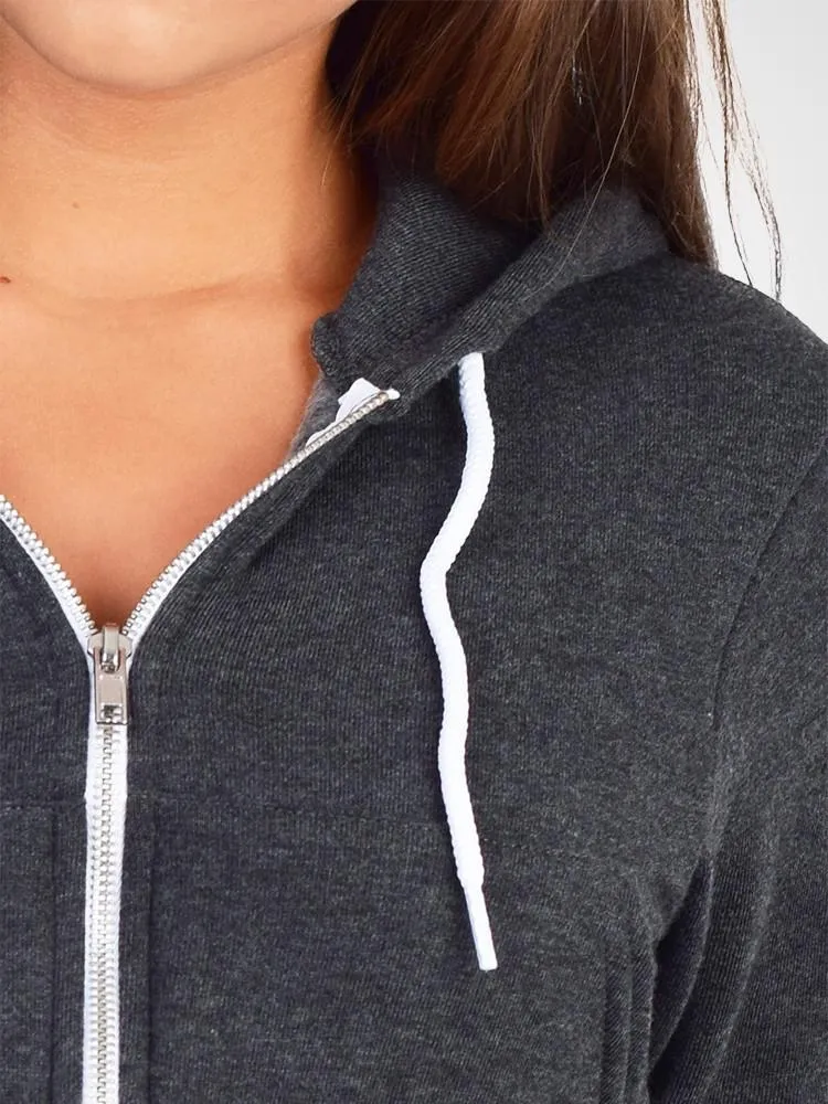 Cropped Fleece Zip Hoodie