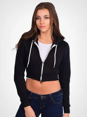 Cropped Fleece Zip Hoodie