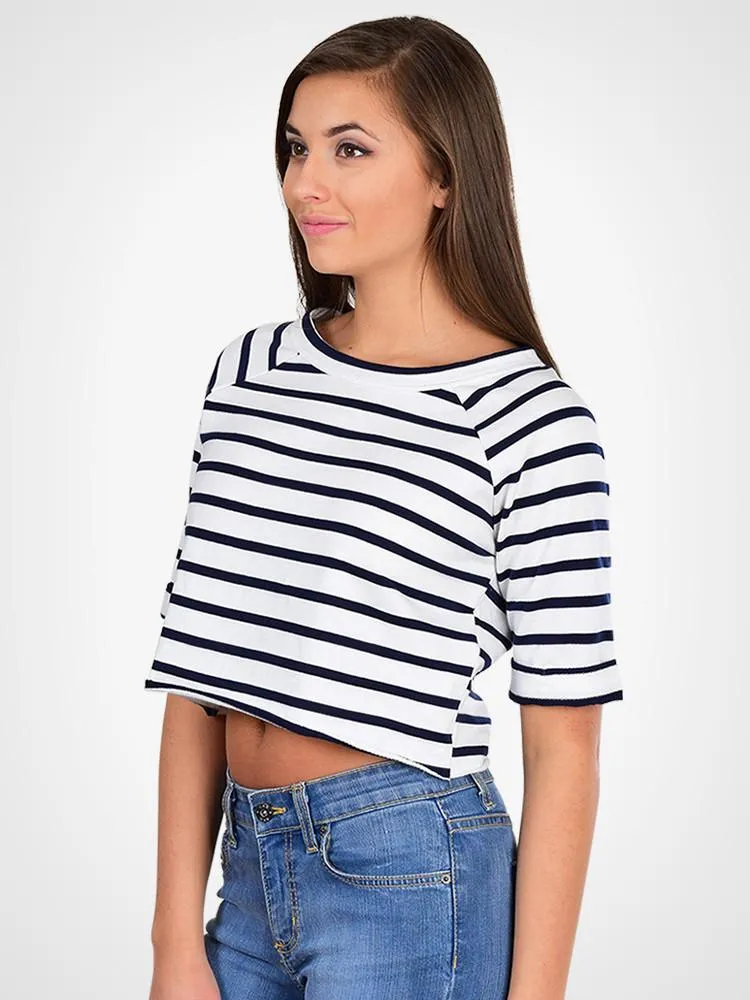 Cropped Raw Edge Sweatshirt