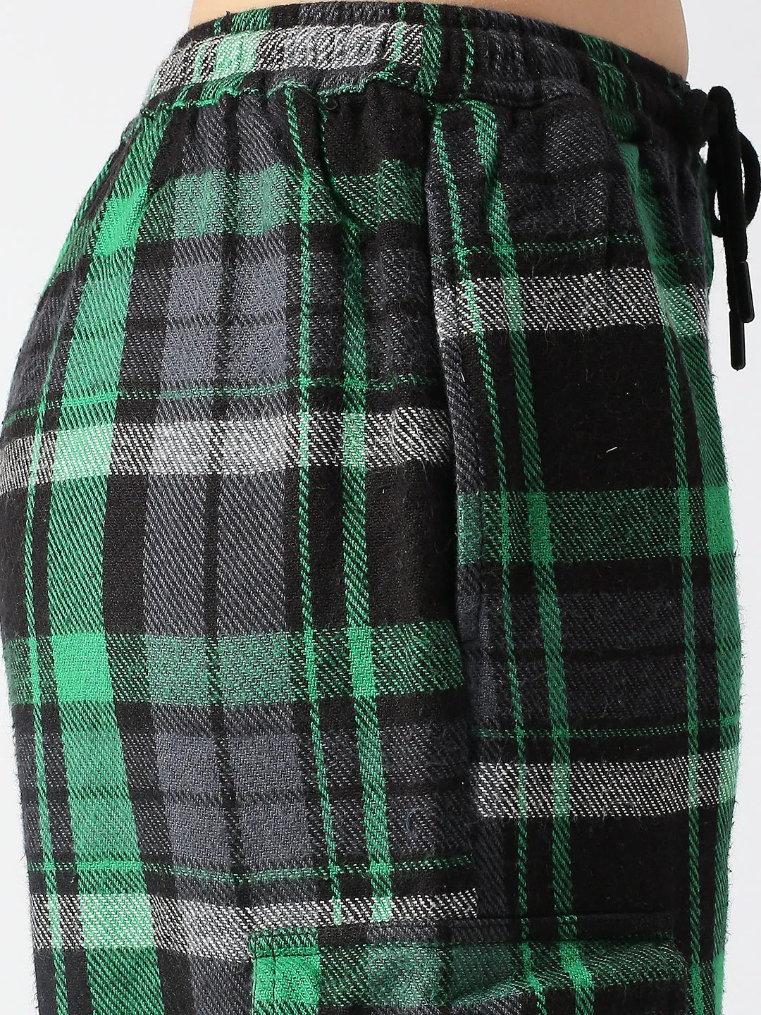 Disrupt Green Checked Baggy Parachute Cargo Pants Women