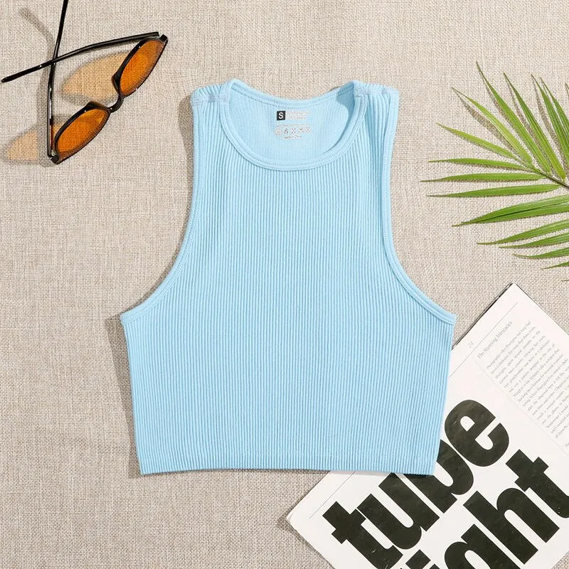 DressBetty - Solid Basic Seamless Streetwear Tank Tops