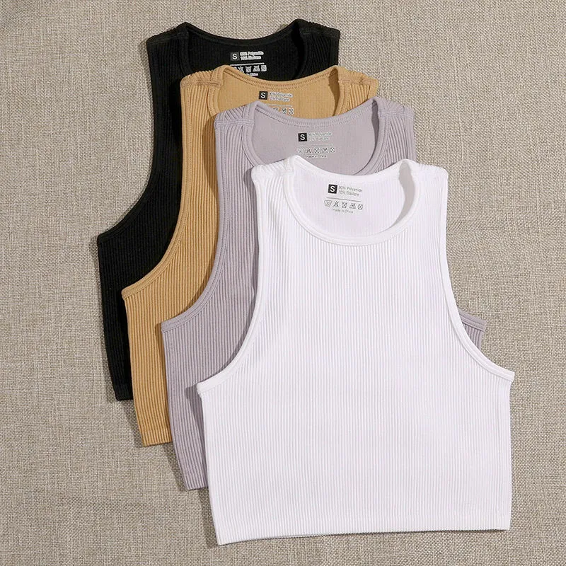 DressBetty - Solid Basic Seamless Streetwear Tank Tops