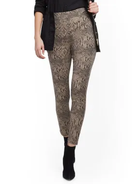 High-Waisted Pull-On Ankle Pant - Snake Print