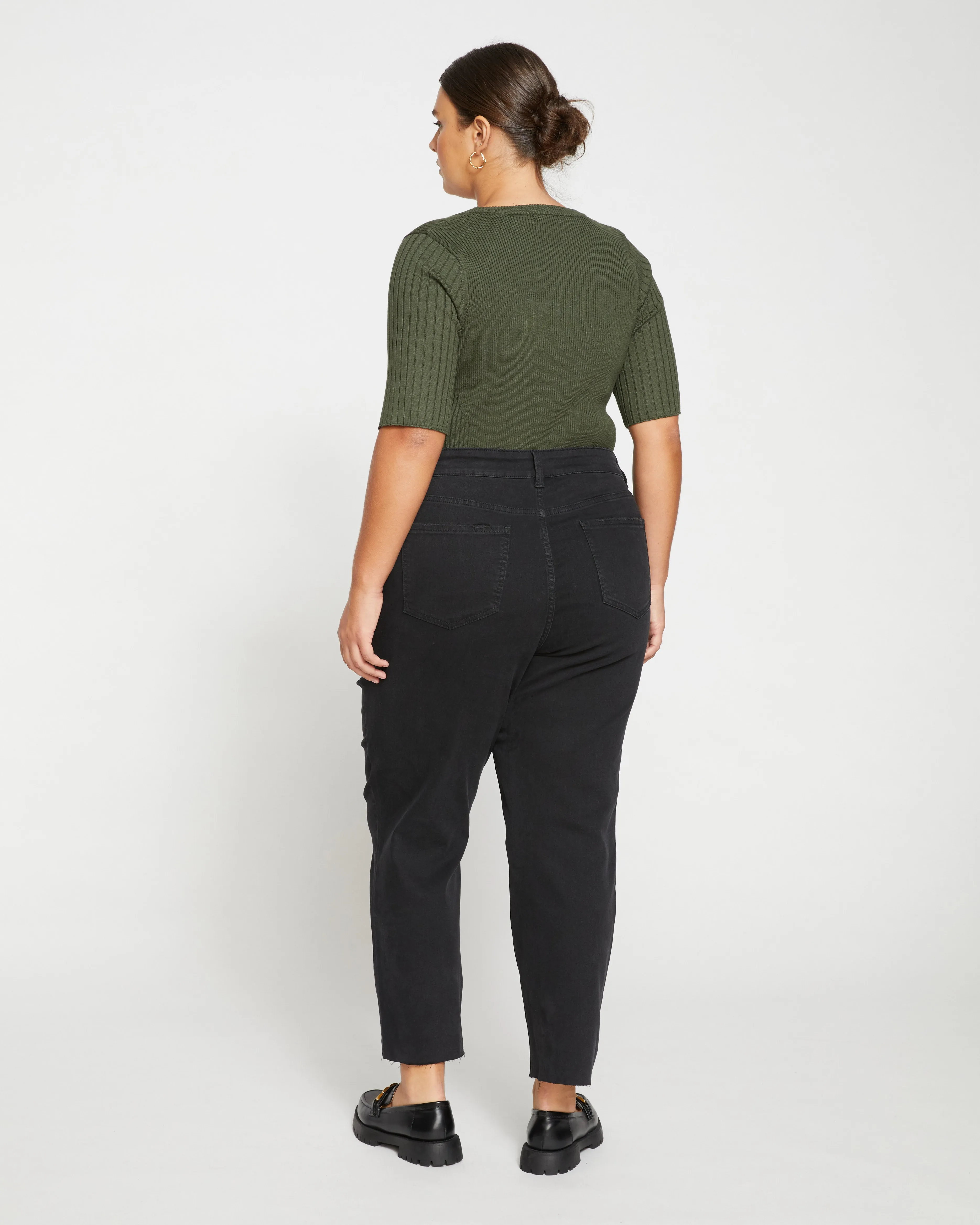 Katie High Rise Crossover Jeans - Broken Black