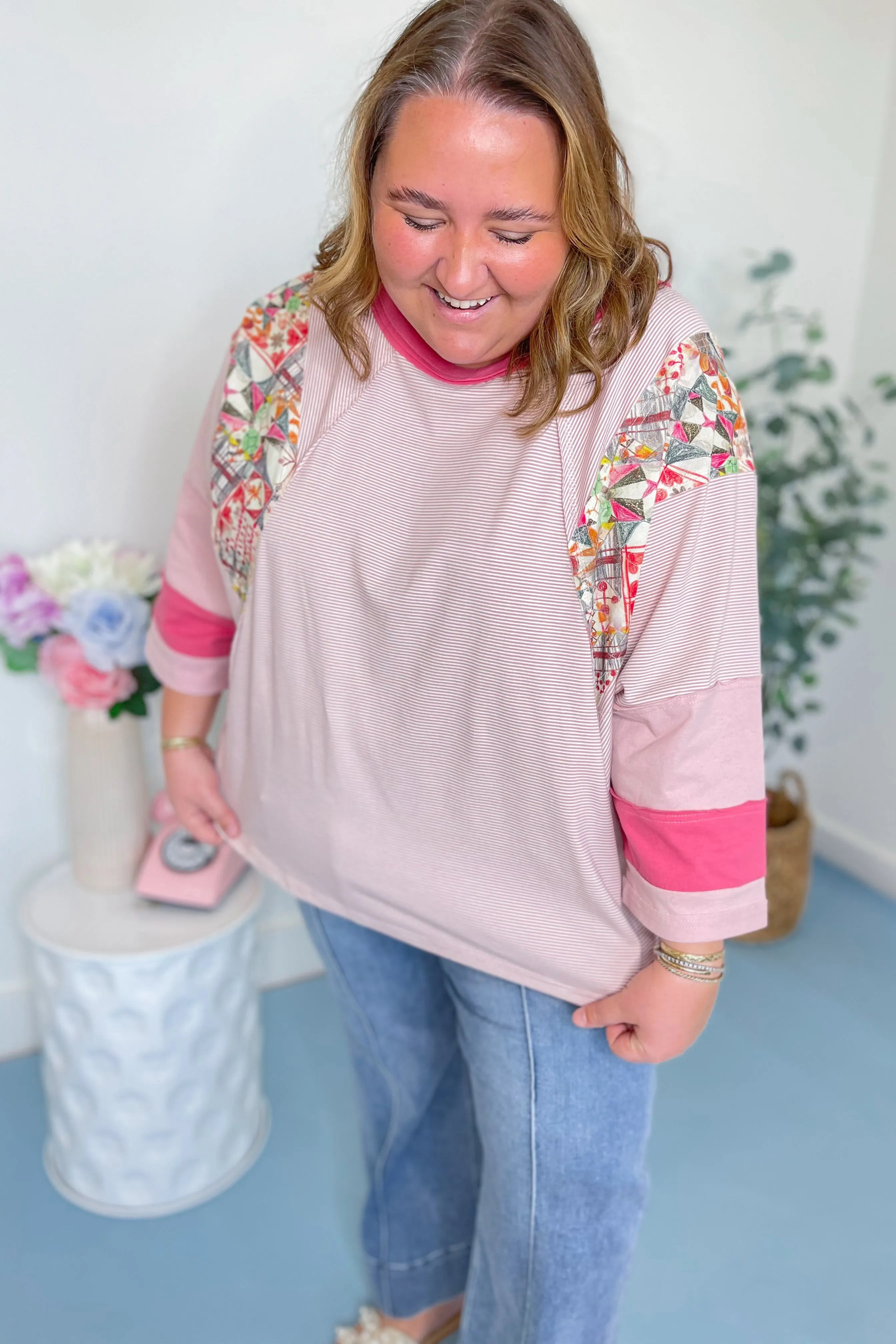 Kenzie Mixed Pattern Relaxed Top