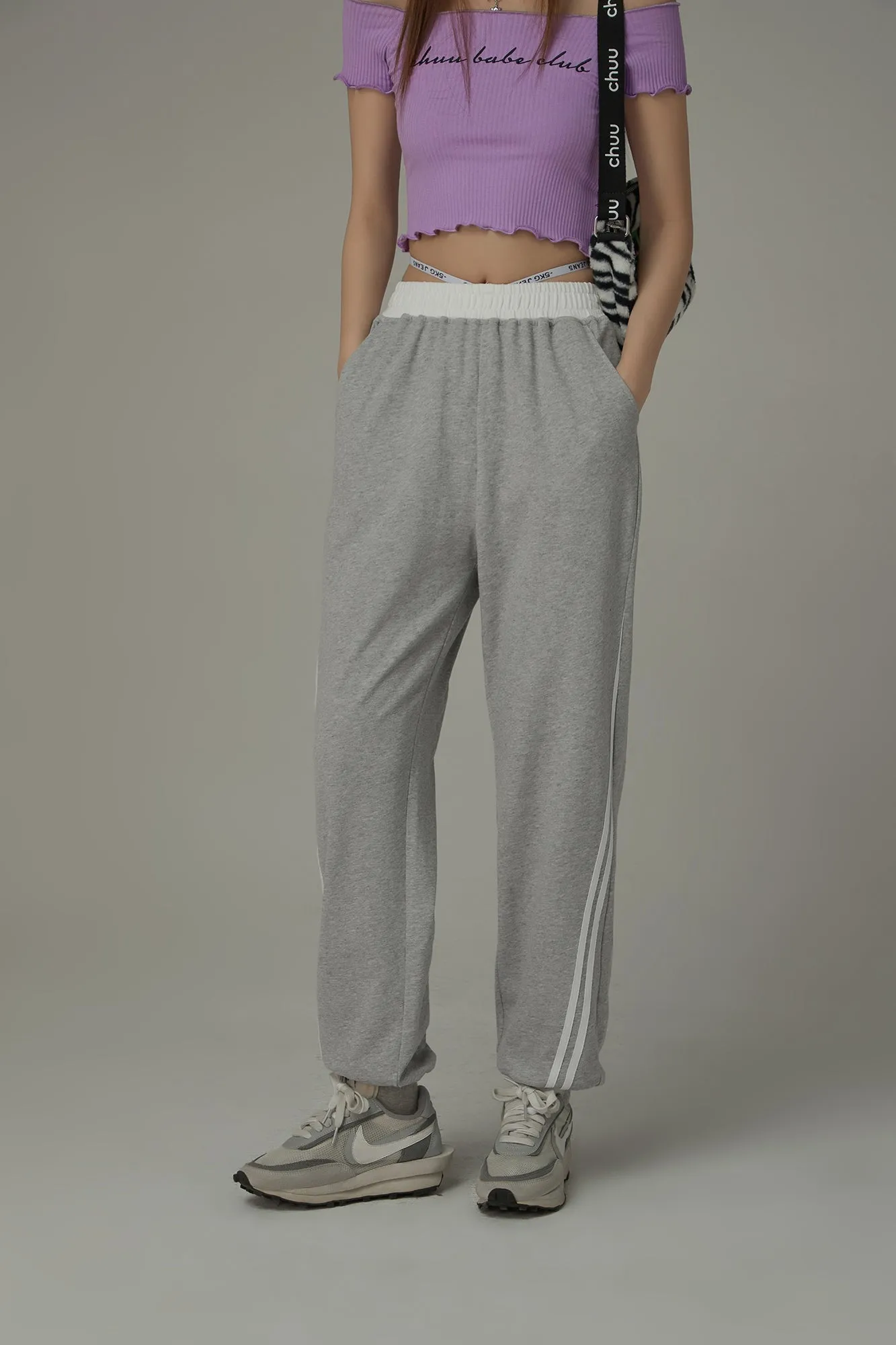 Line Side Straps Baggy Jogger Pants