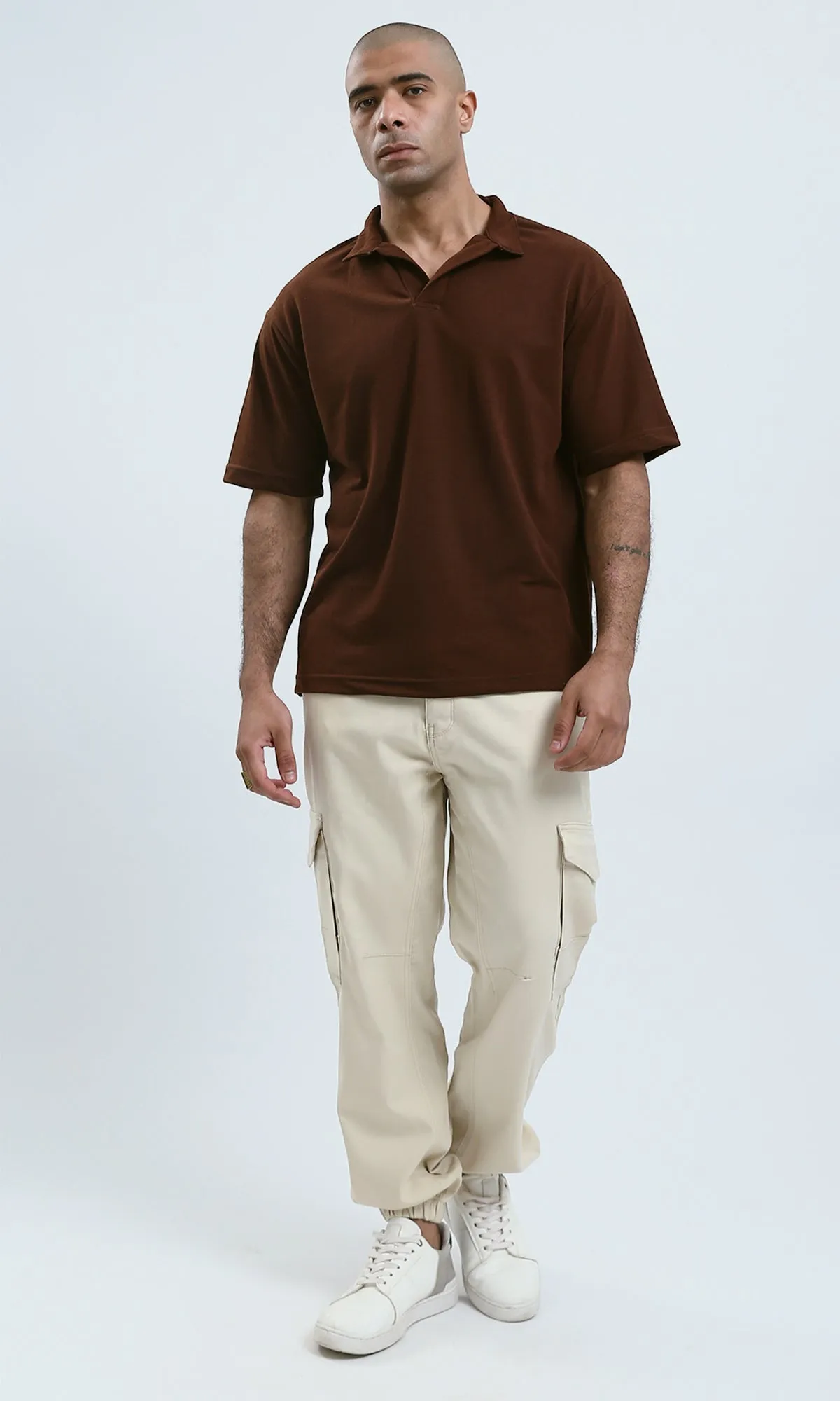 O174046 Casual Pants With Side Pockets - Beige