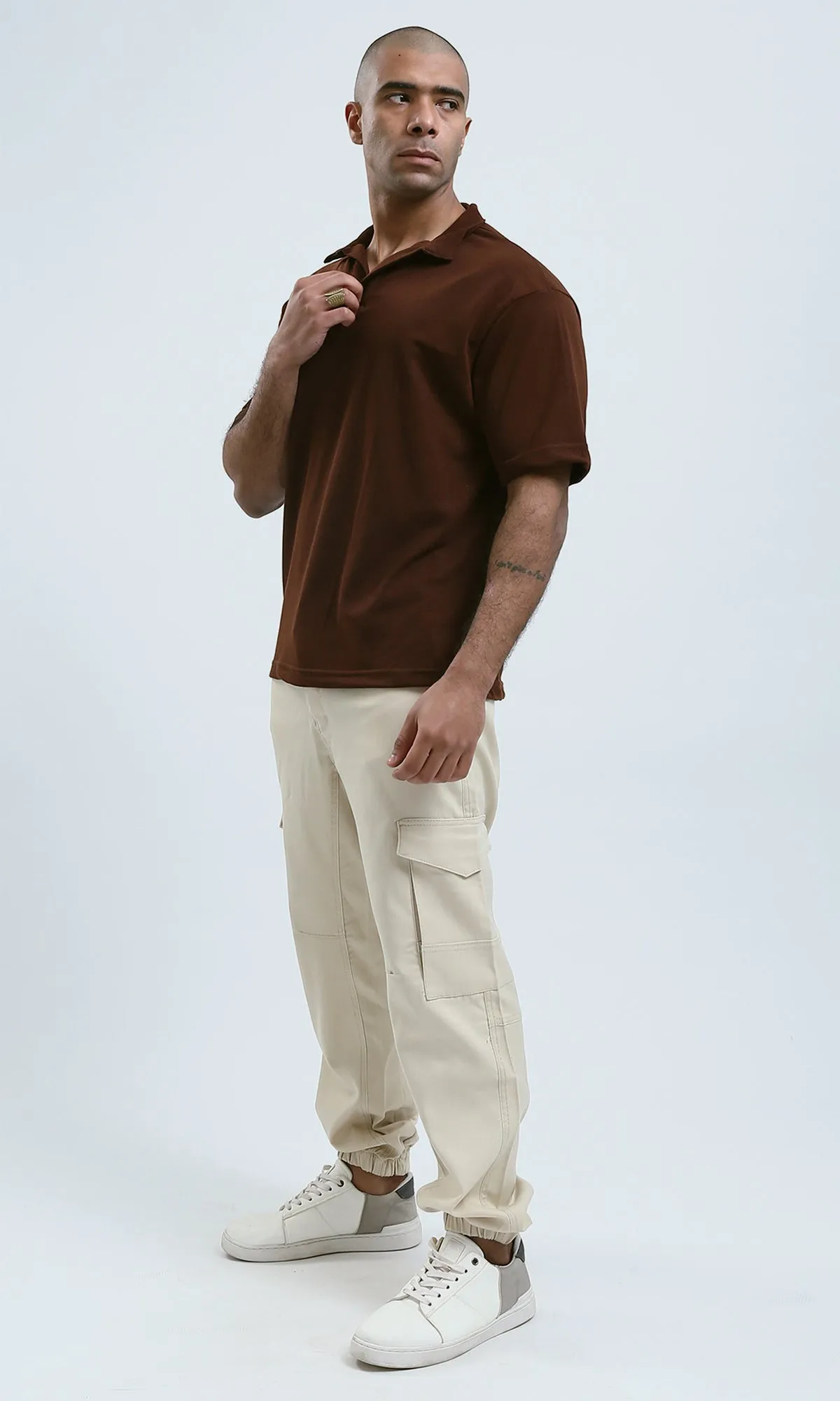 O174046 Casual Pants With Side Pockets - Beige