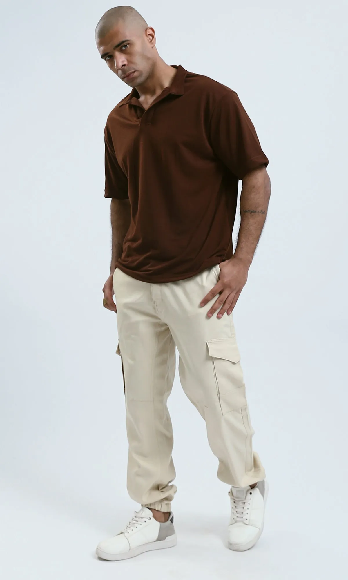 O174046 Casual Pants With Side Pockets - Beige