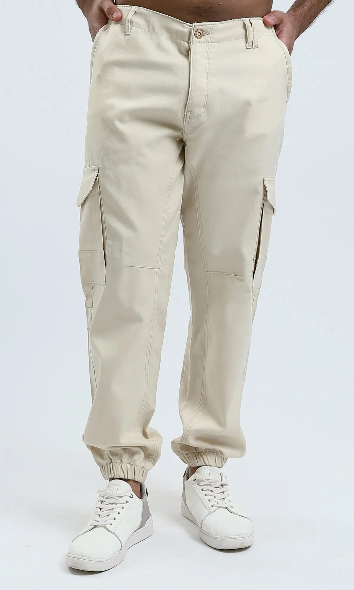 O174046 Casual Pants With Side Pockets - Beige