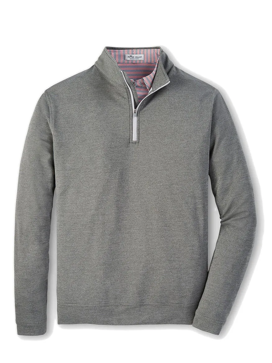 Peter Millar Perth Melange Performance Quarter-Zip in Smoke