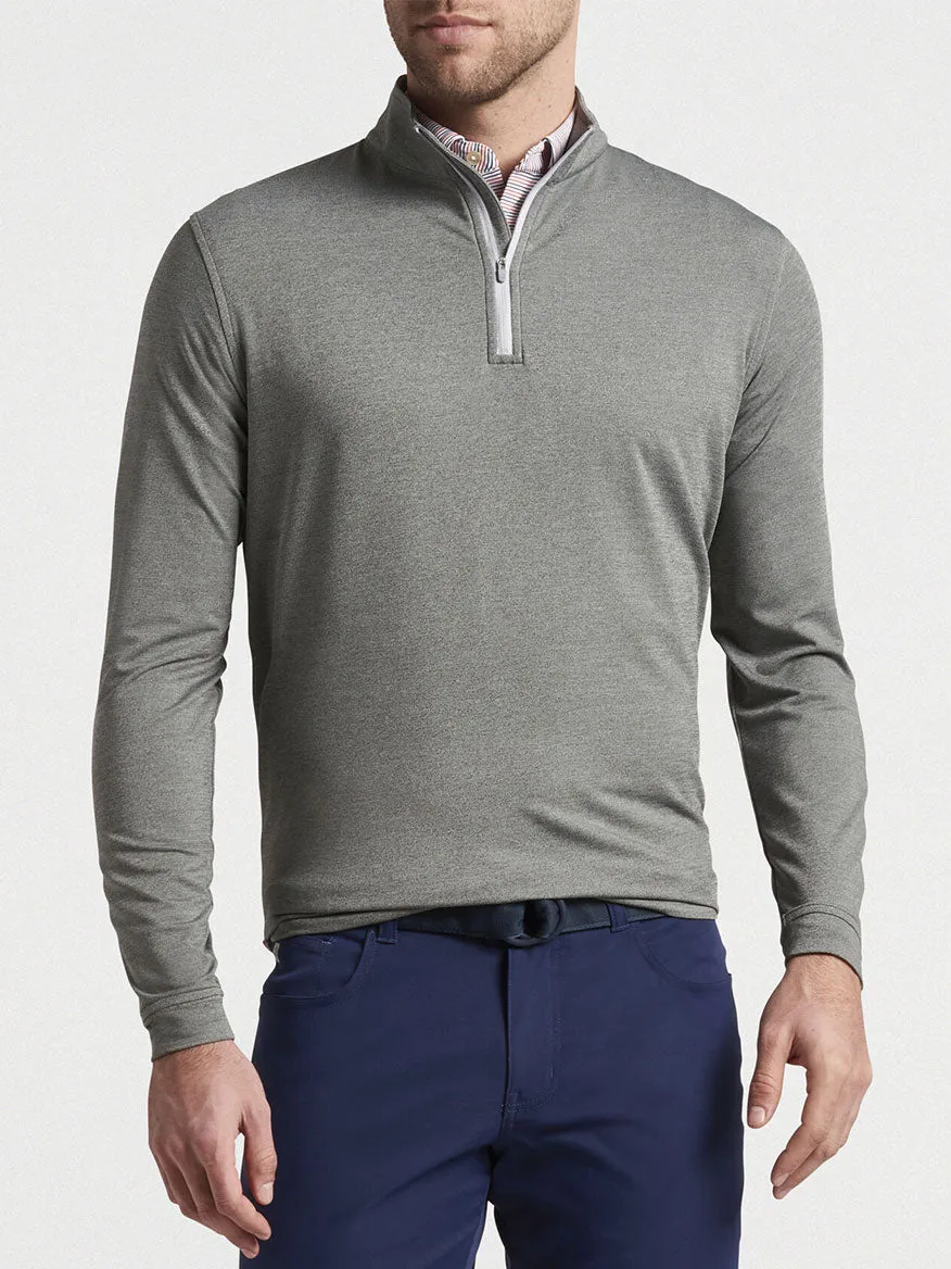 Peter Millar Perth Melange Performance Quarter-Zip in Smoke