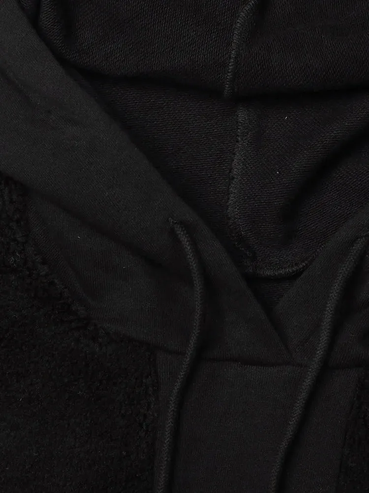 Pre Order:  Spliced Woolen Hooded Cropped Sweatshirt