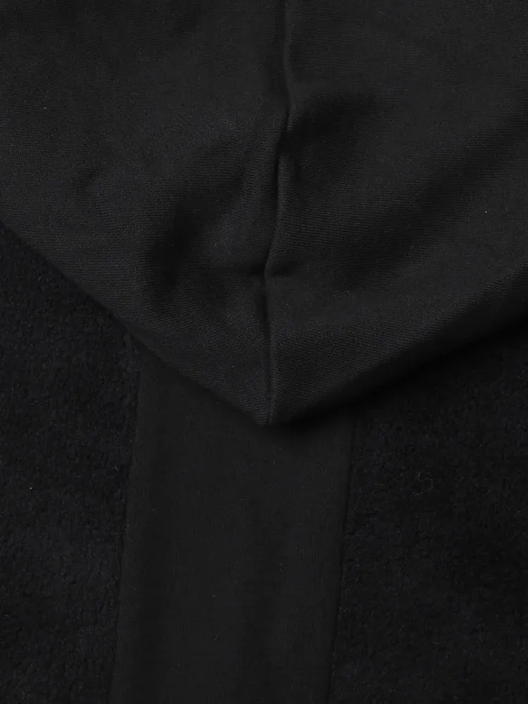 Pre Order:  Spliced Woolen Hooded Cropped Sweatshirt