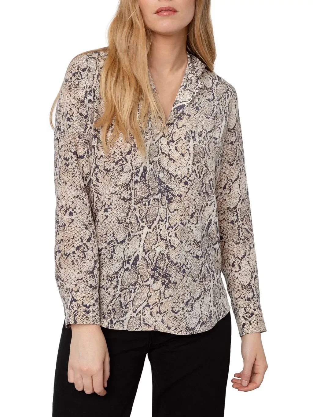 Rails Rebel Silk Blouse - Ivory Snakeskin