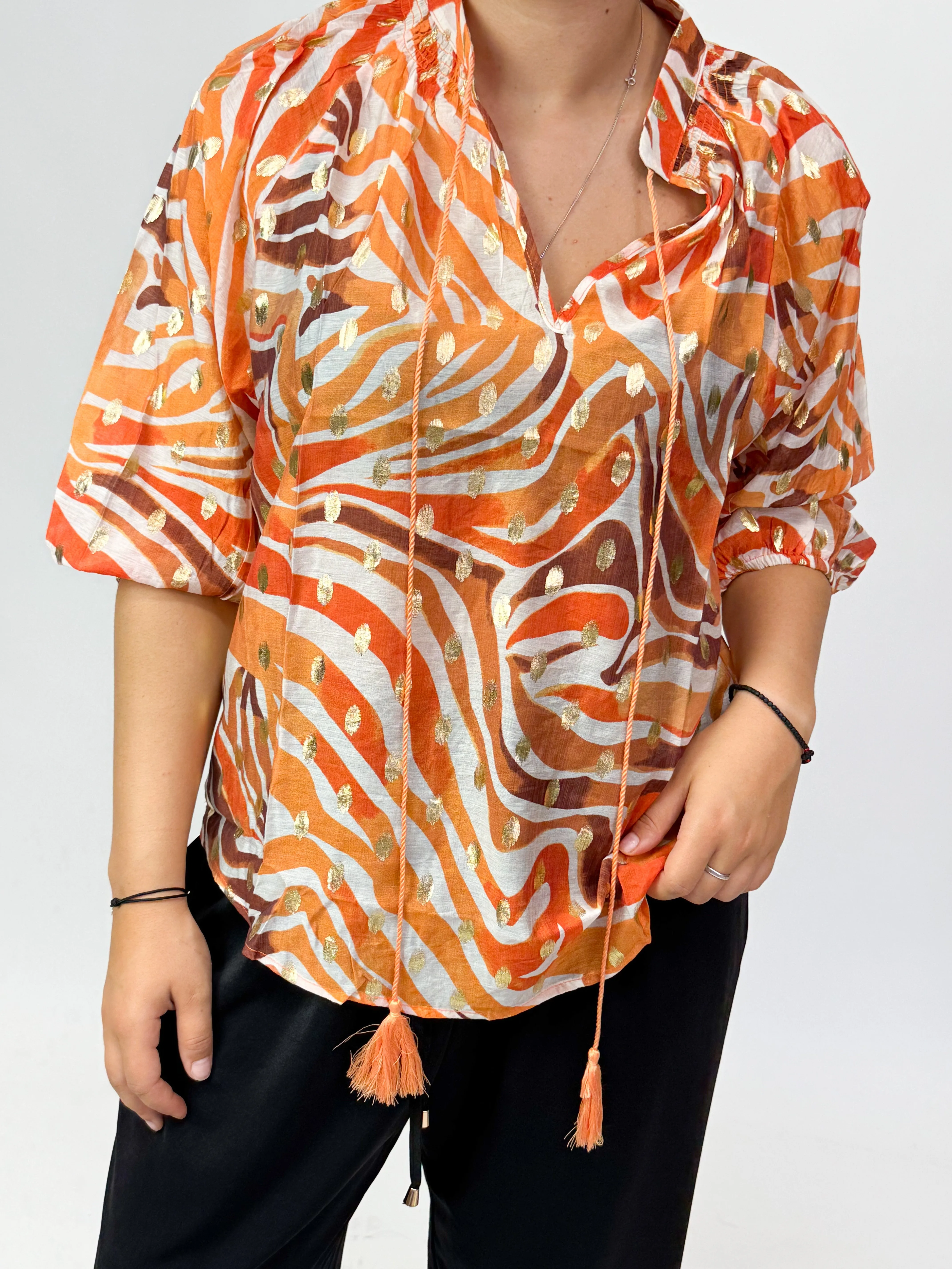 RELAXED FOIL BLOUSE