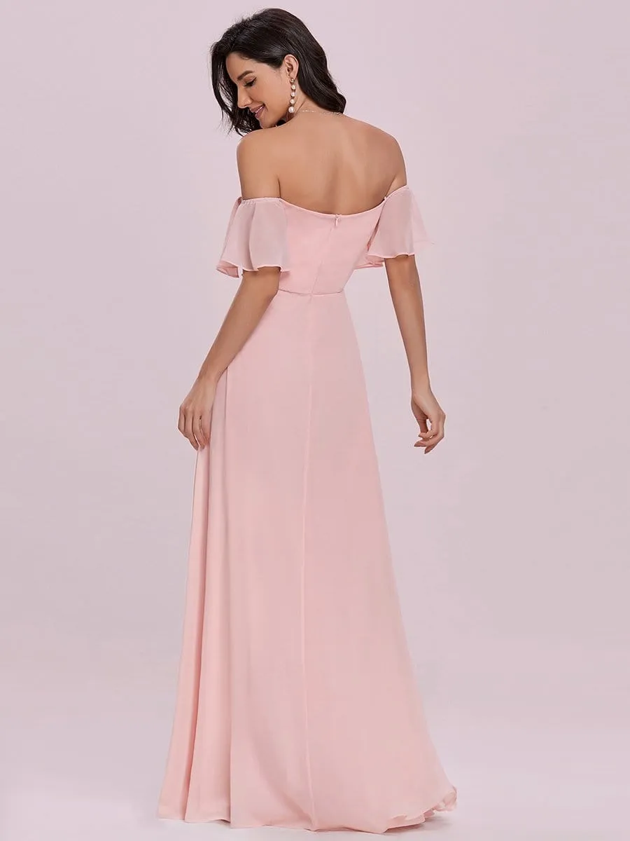 Sleek Sweetheart Neckline Maxi Chiffon Bridesmaid Dress