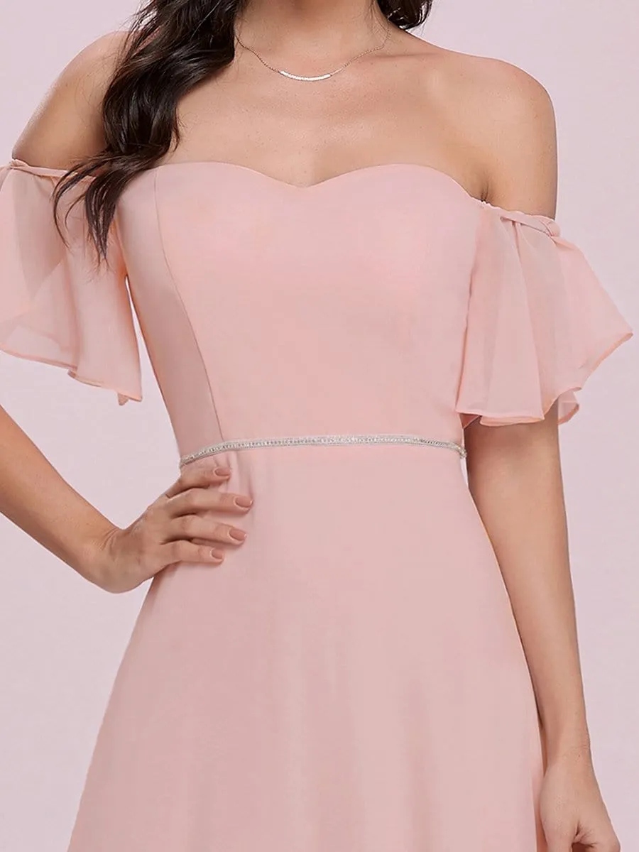 Sleek Sweetheart Neckline Maxi Chiffon Bridesmaid Dress