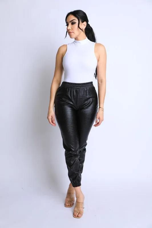 Sleeveless Mock Neck Body Suit - White