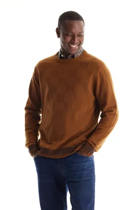 Soft Cloth Crewneck Sweater in Merino Jersey - Caramel
