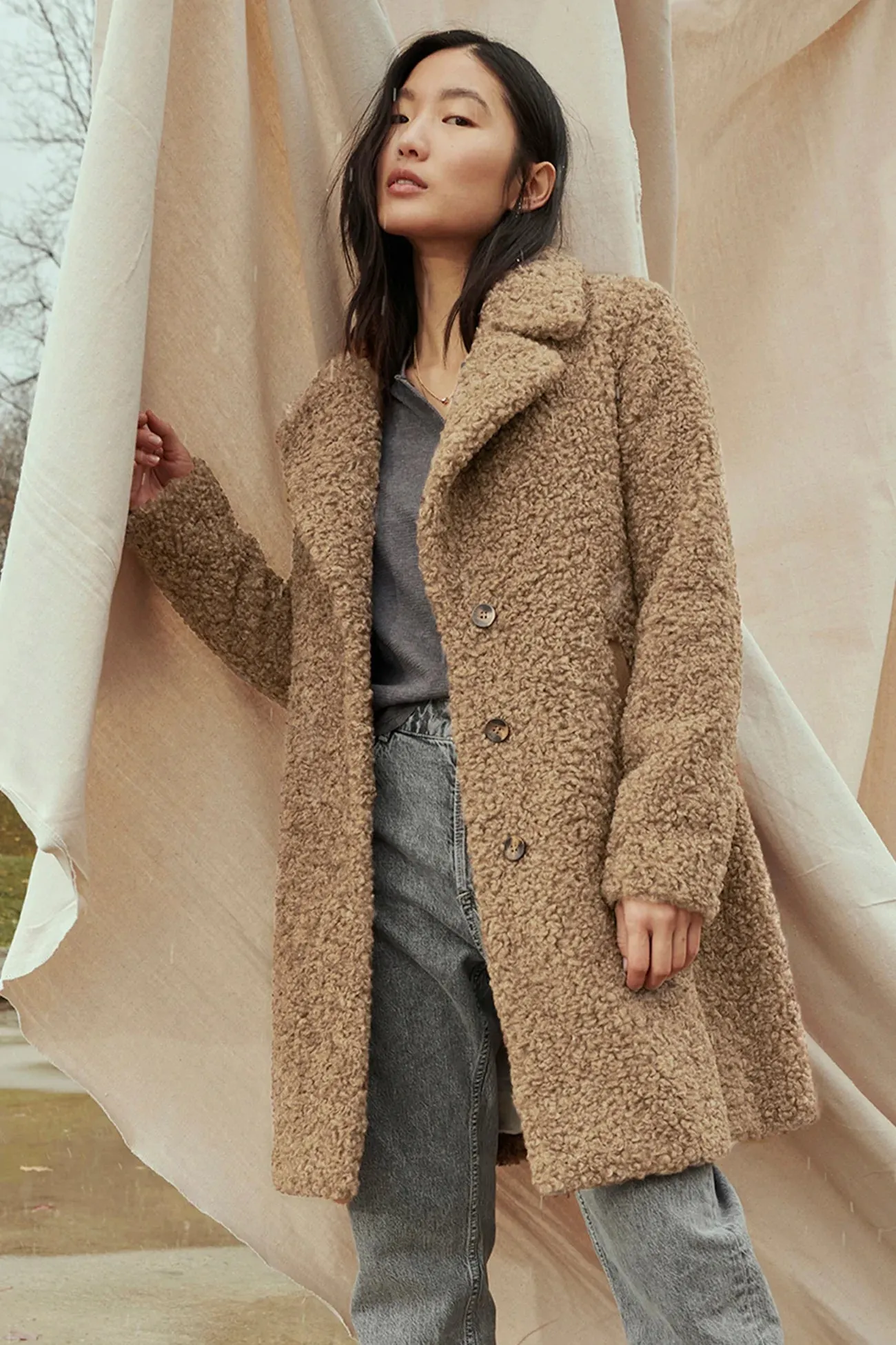 Soia & Kyo Santhia Faux Shearling Coat- Toffee