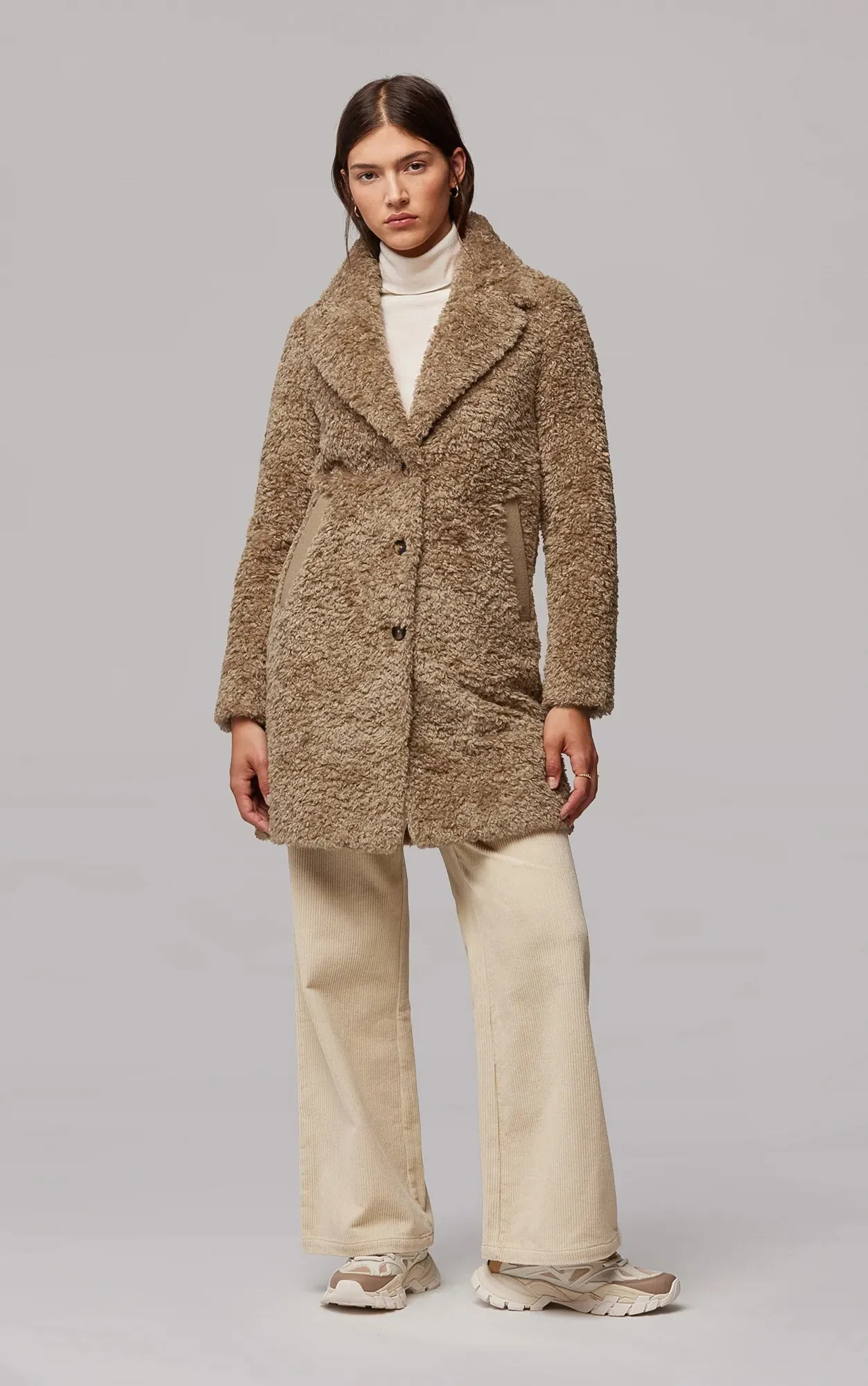 Soia & Kyo Santhia Faux Shearling Coat- Toffee