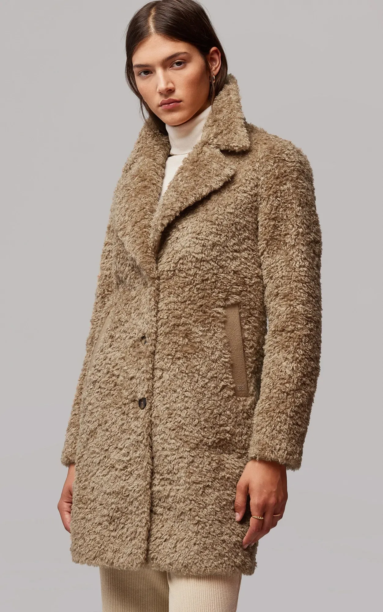 Soia & Kyo Santhia Faux Shearling Coat- Toffee