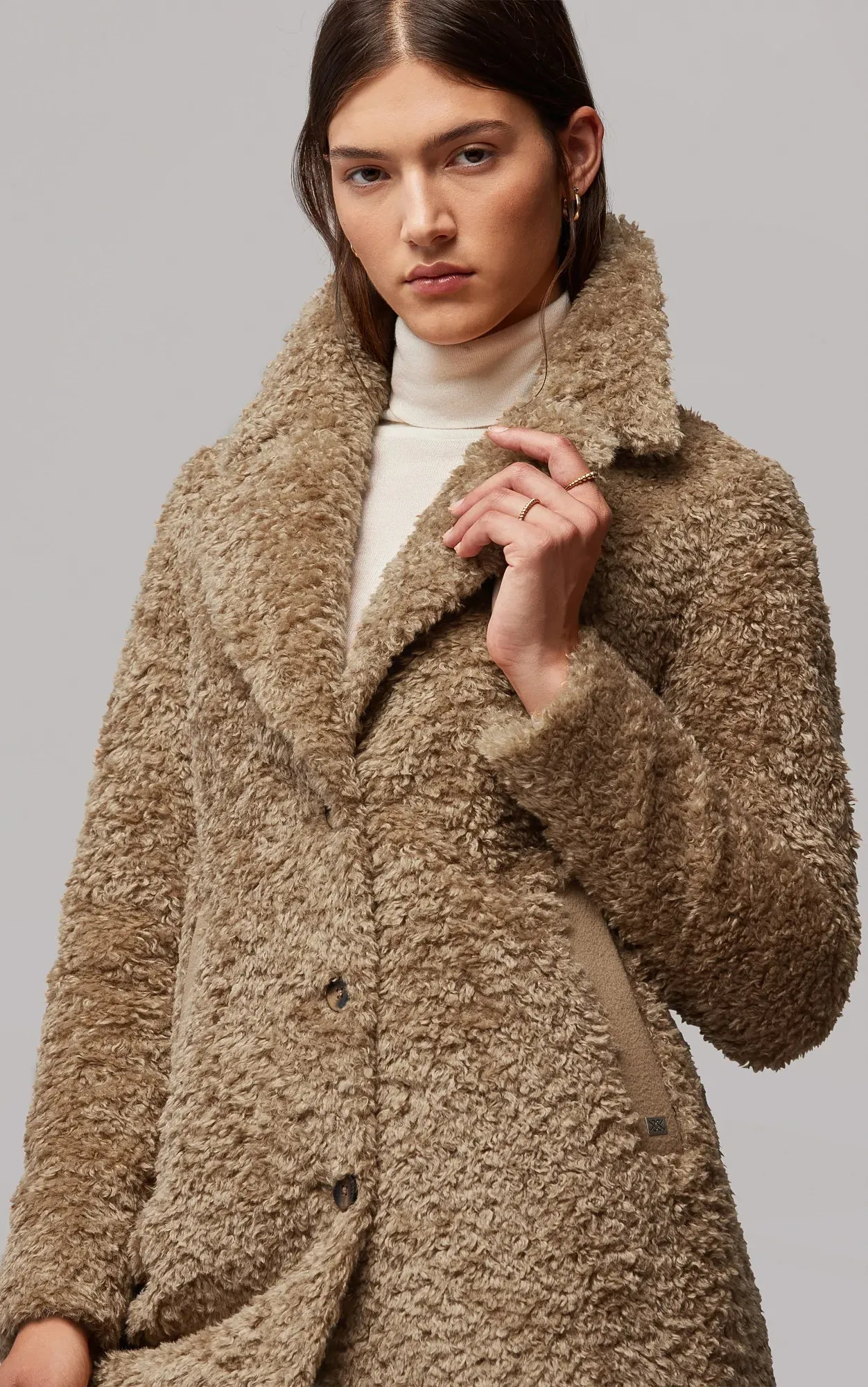 Soia & Kyo Santhia Faux Shearling Coat- Toffee