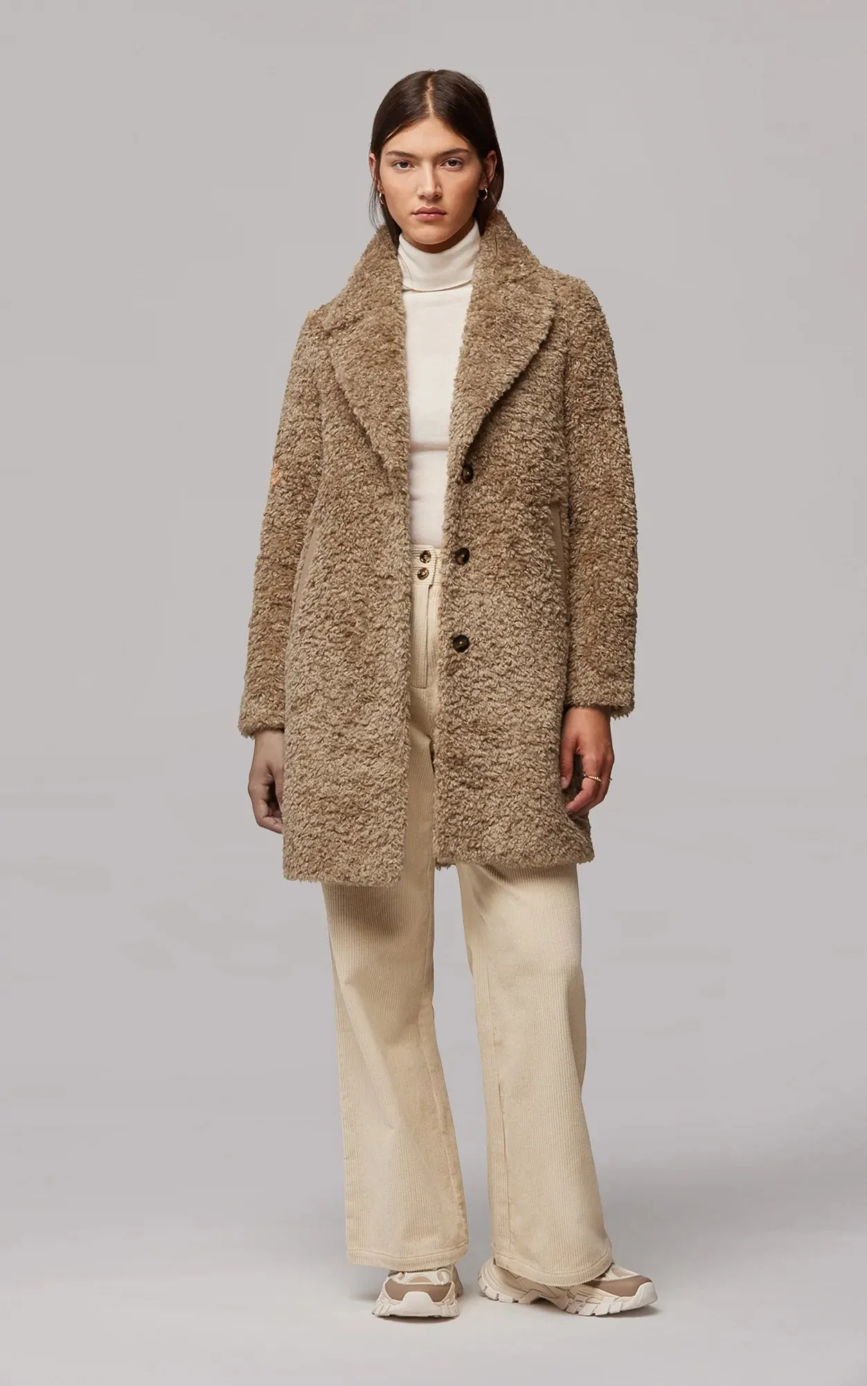 Soia & Kyo Santhia Faux Shearling Coat- Toffee