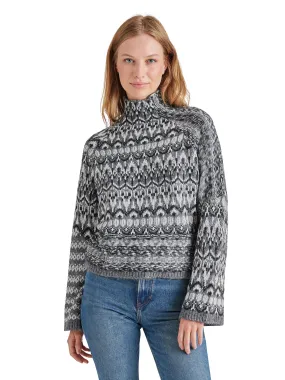 STE Indie Fair Isle Print Mock Neck Long Sleeve Sweater