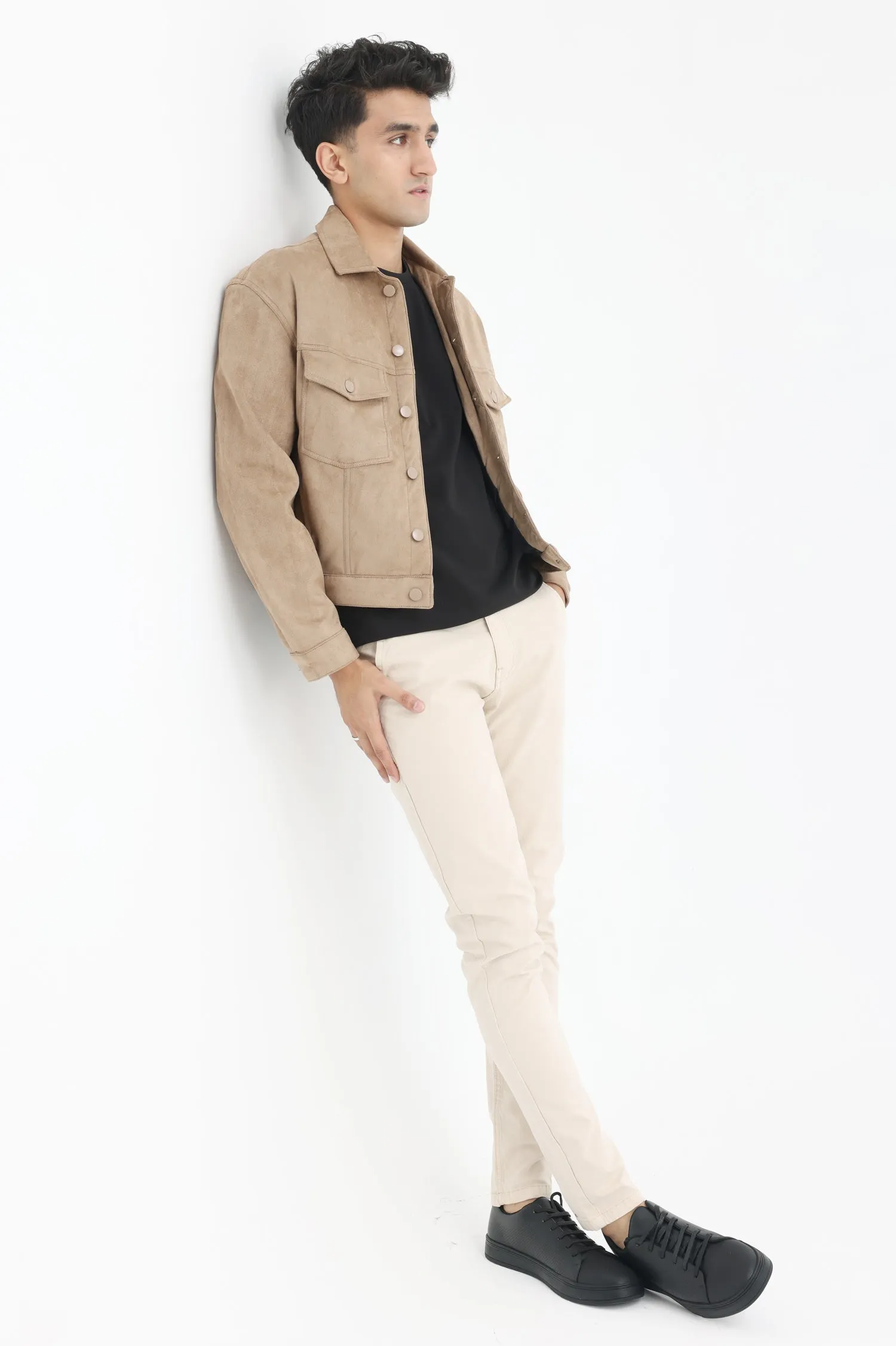 URBAN SUEDE SNAP JACKET-KHAKI