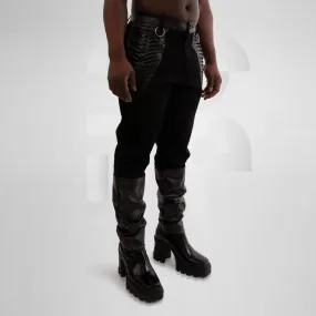 Vegan Leather Laser-Cut Jeans