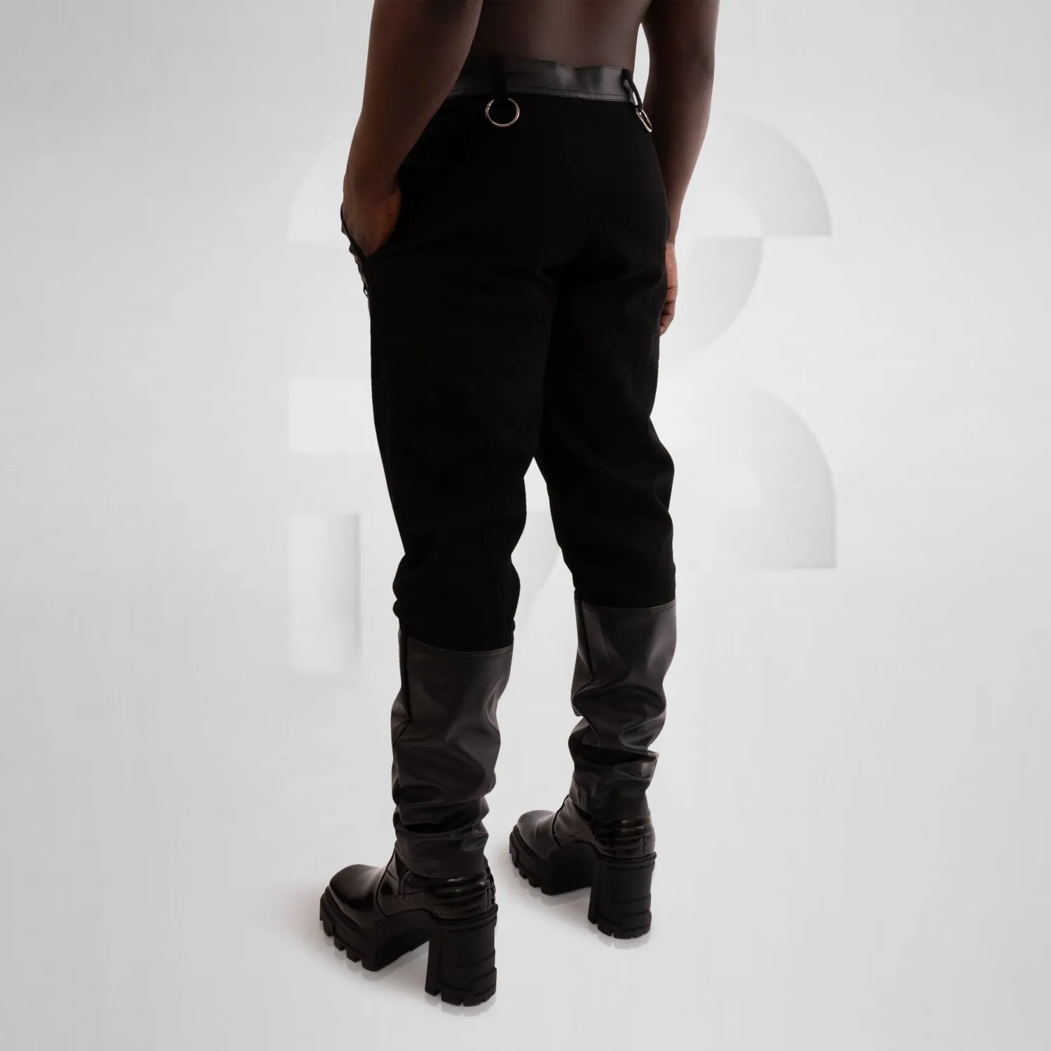 Vegan Leather Laser-Cut Jeans