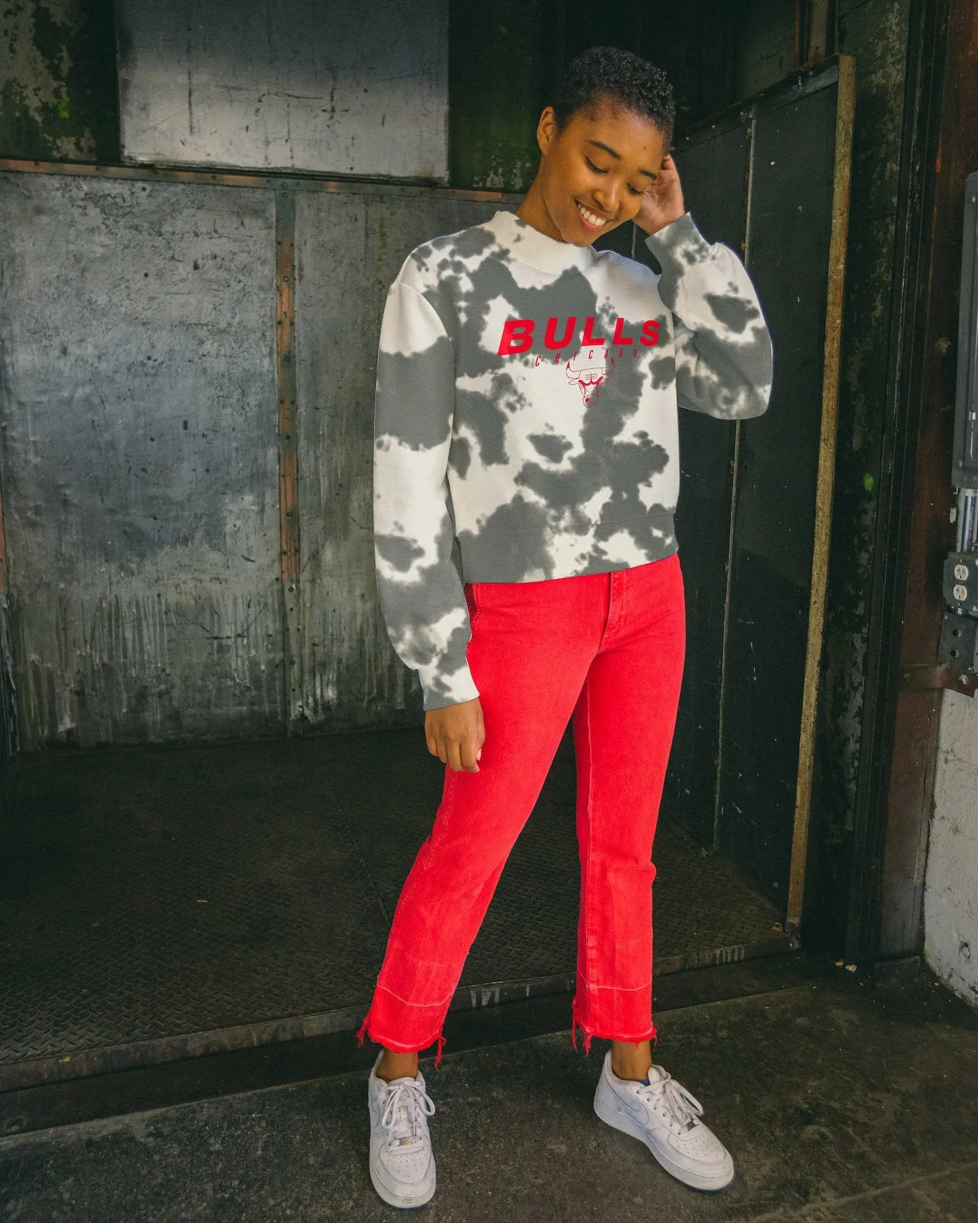Women's NBA Chicago Bulls Tie Dye Mock Neck Fleece