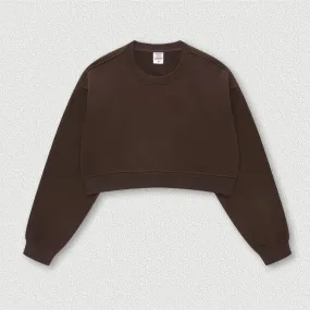 Women's Oversized Cropped Solid Sweatshirt