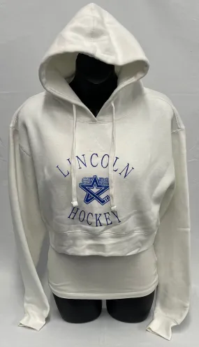 Women's White Lincoln Stars Hockey Cropped Hoodie